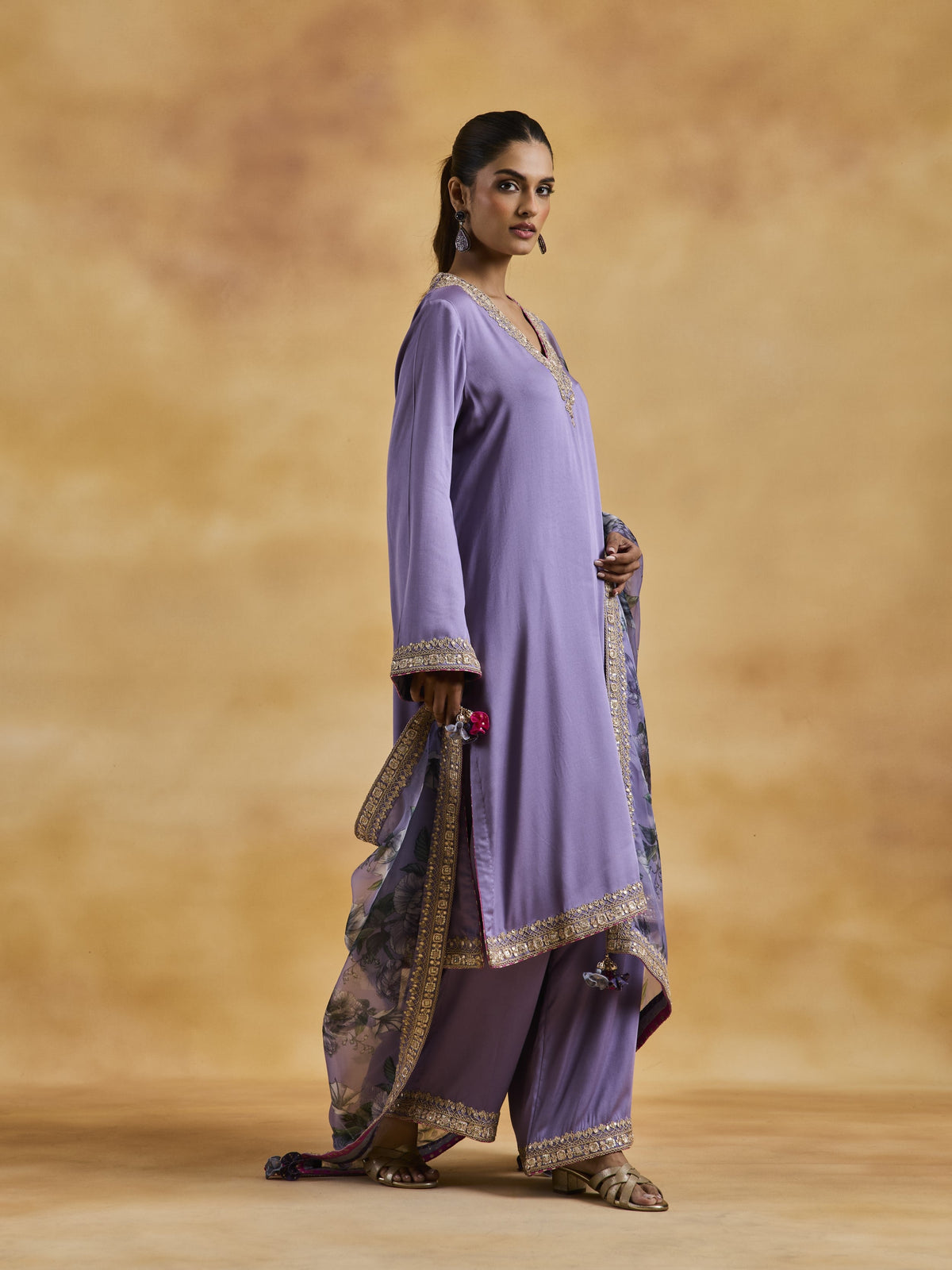 Lilac Satin Palazzo Set