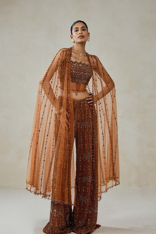 Copper Copper With Cape Sharara Set