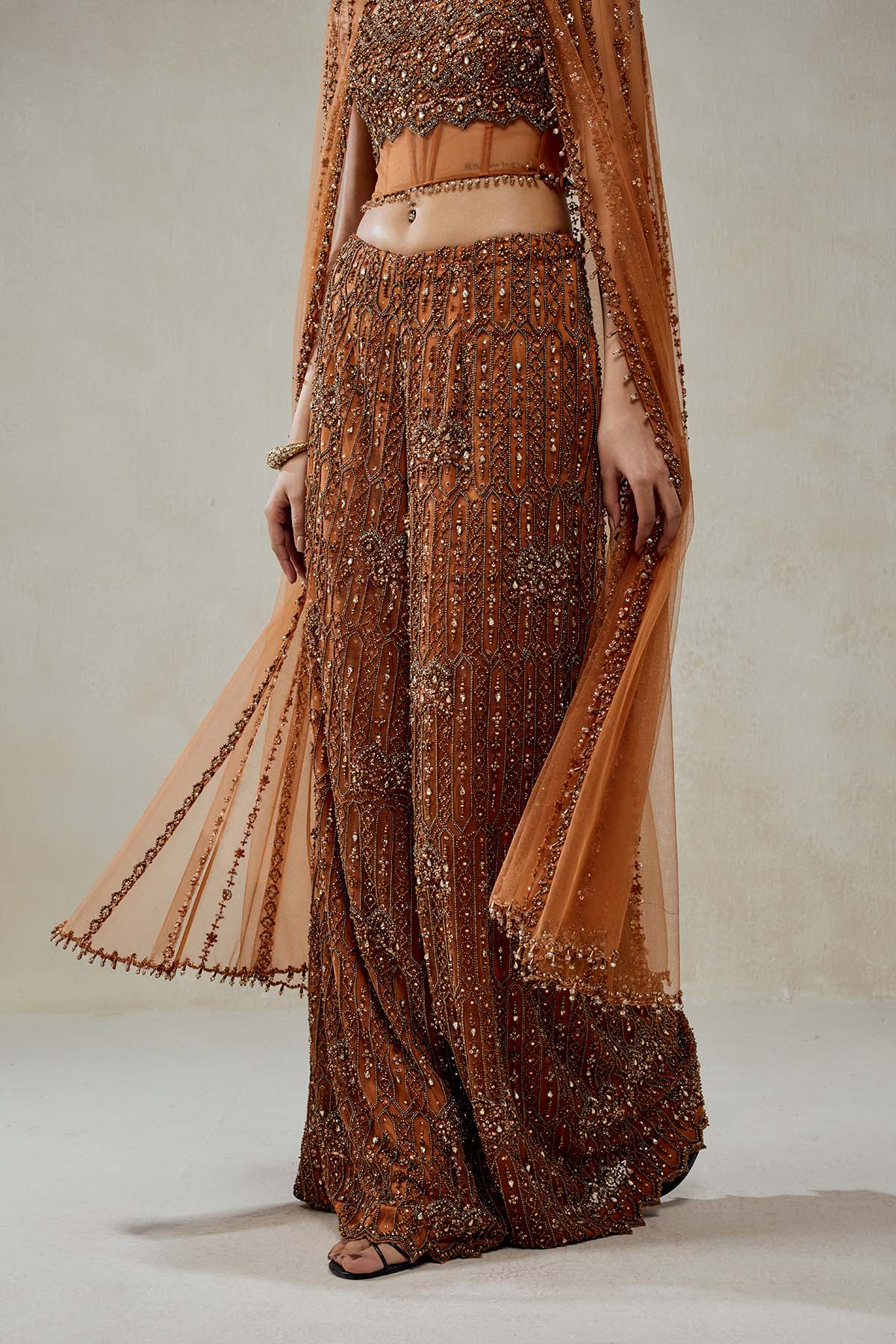 Copper Copper With Cape Sharara Set