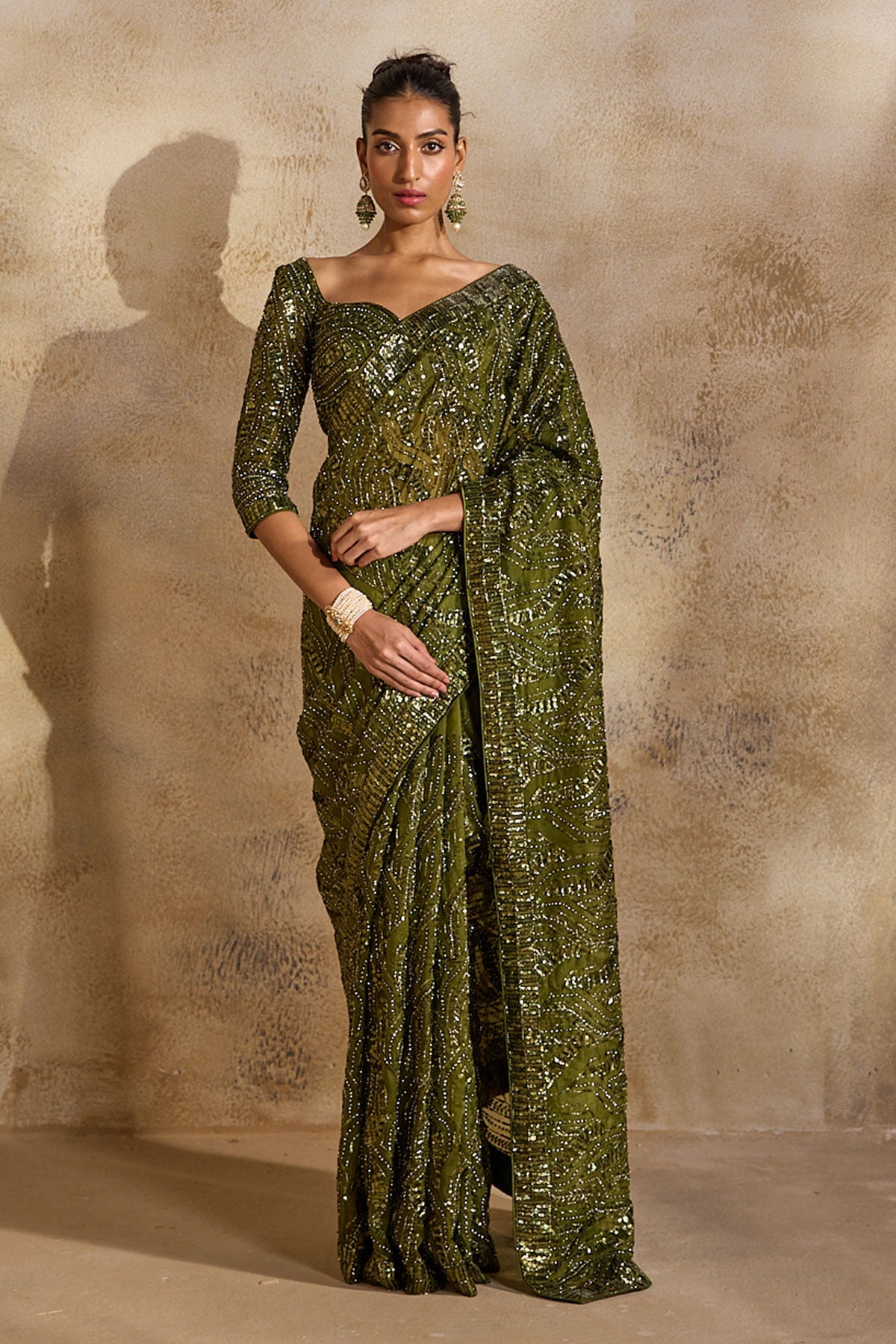 Olive Green Saree Blouse