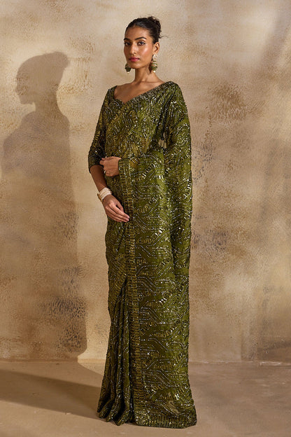 Olive Green Saree Blouse