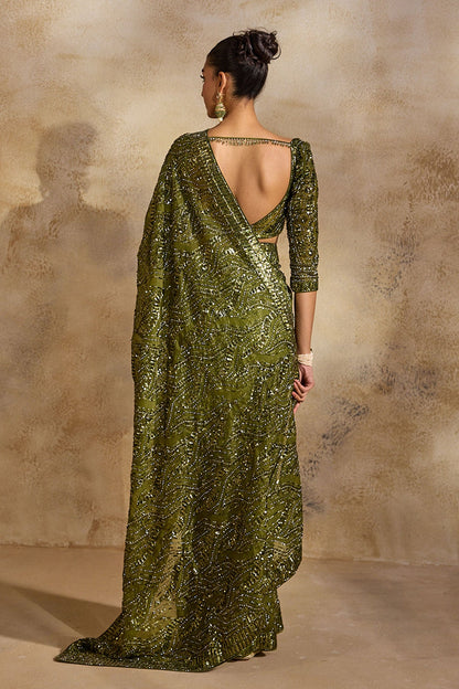 Olive Green Saree Blouse