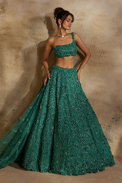 Forest Green Lehenga Choli Dupatta