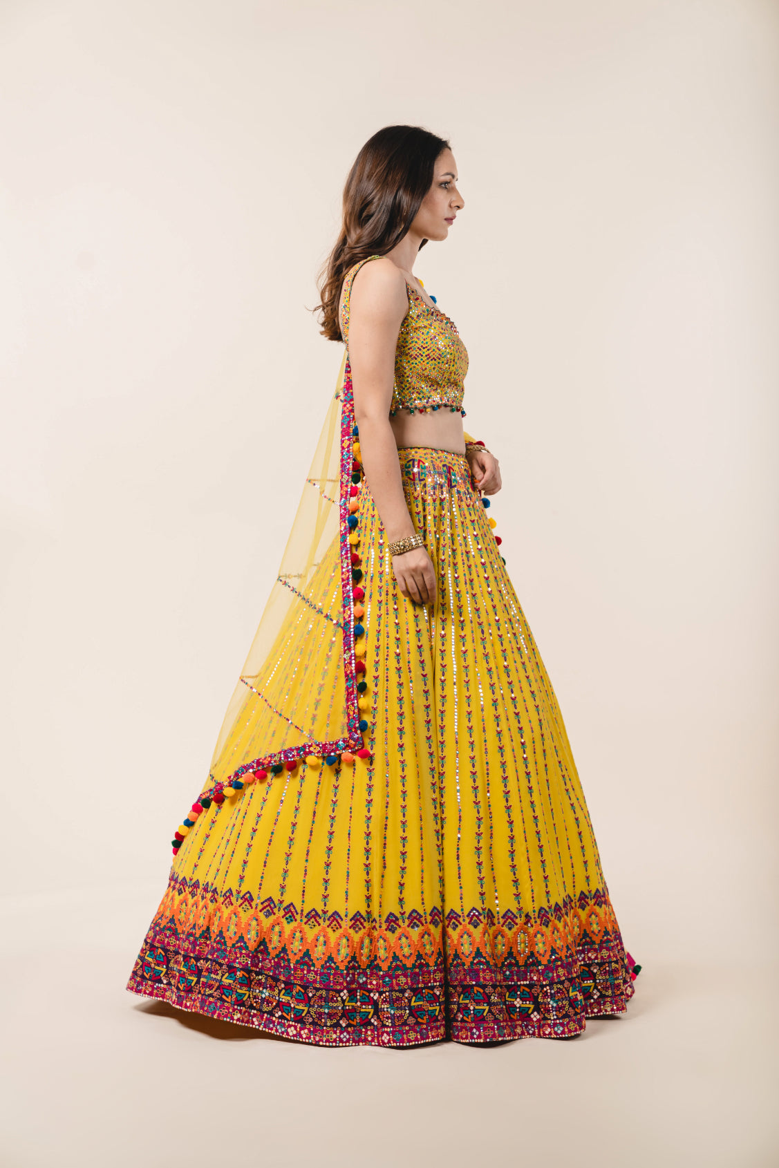 Yellow Georgette Lehenga Choli Set