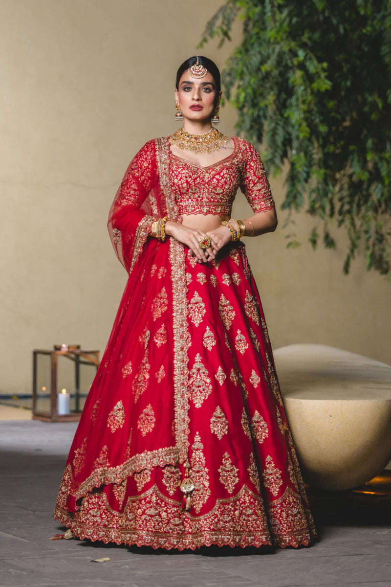 Crimson Silk Lehenga Choli Set