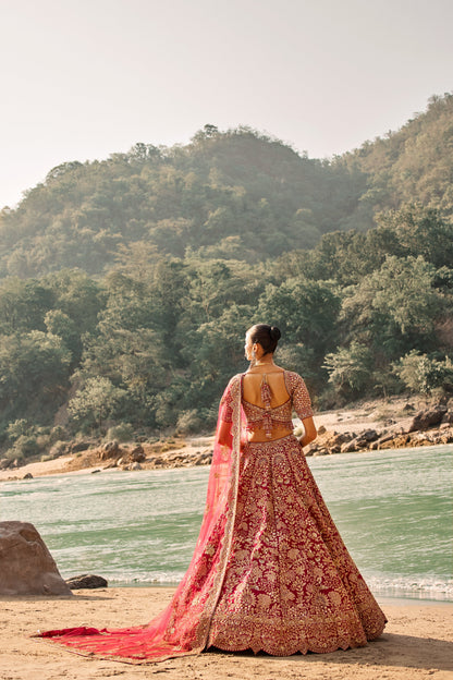 Vermillion Forest Lehenga