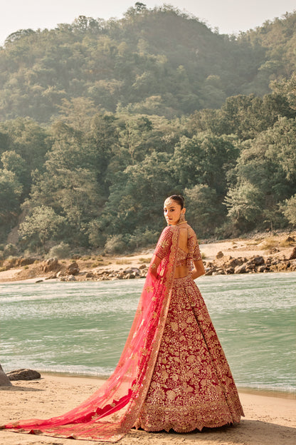 Vermillion Forest Lehenga