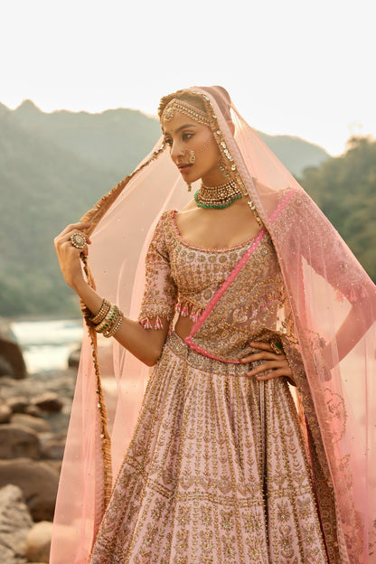 Blush Pink Vintage Lehenga