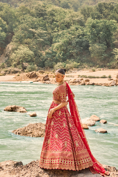 Scarlet Heirloom Lehenga