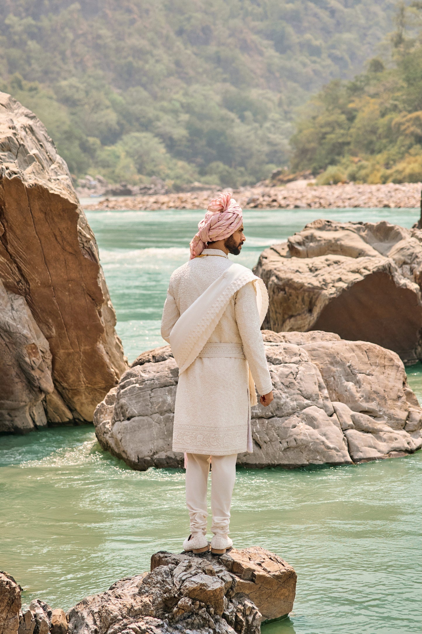 Ivory Resham Sherwani Set