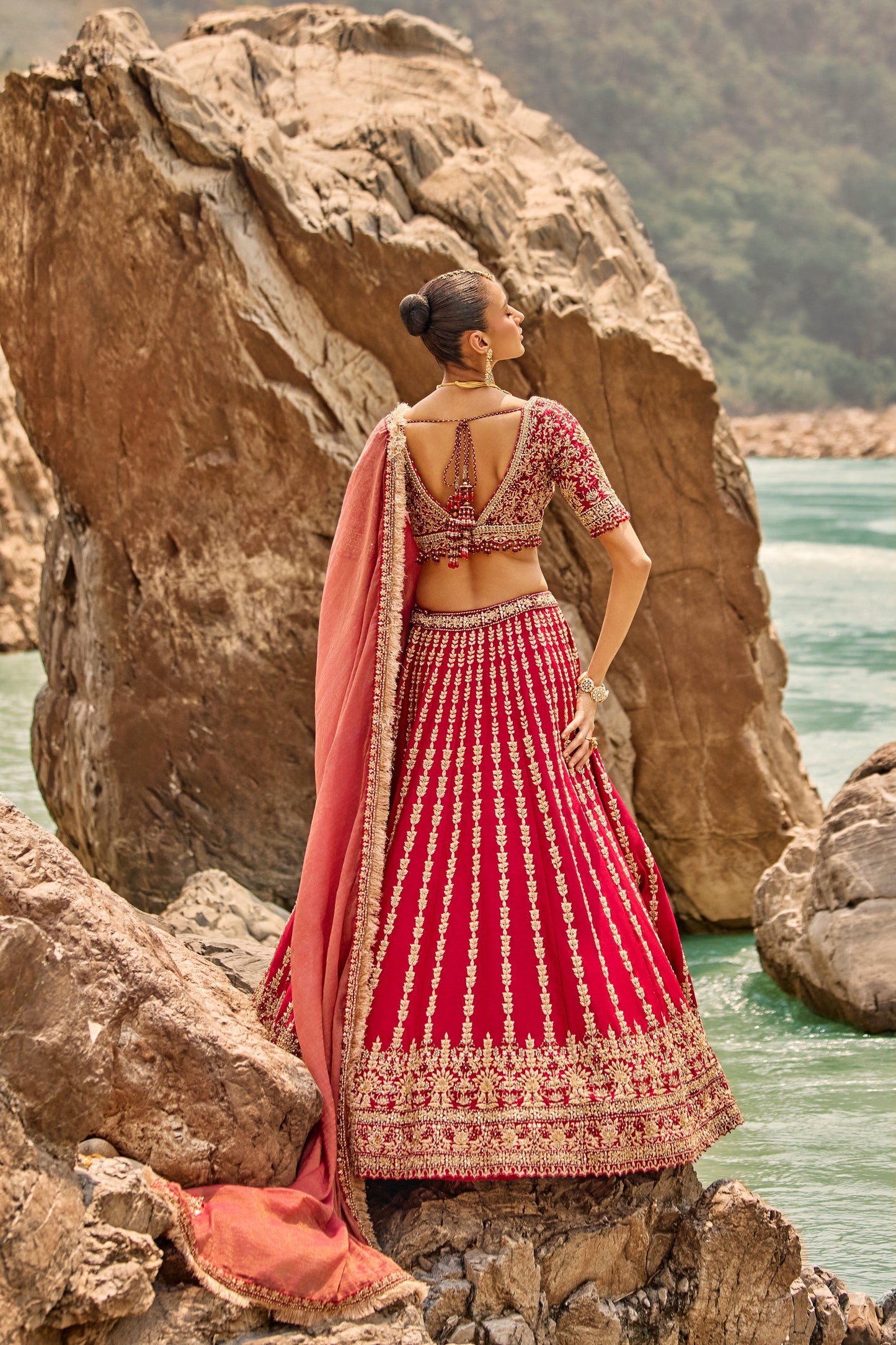 Crimson Antique Zardozi Lehenga