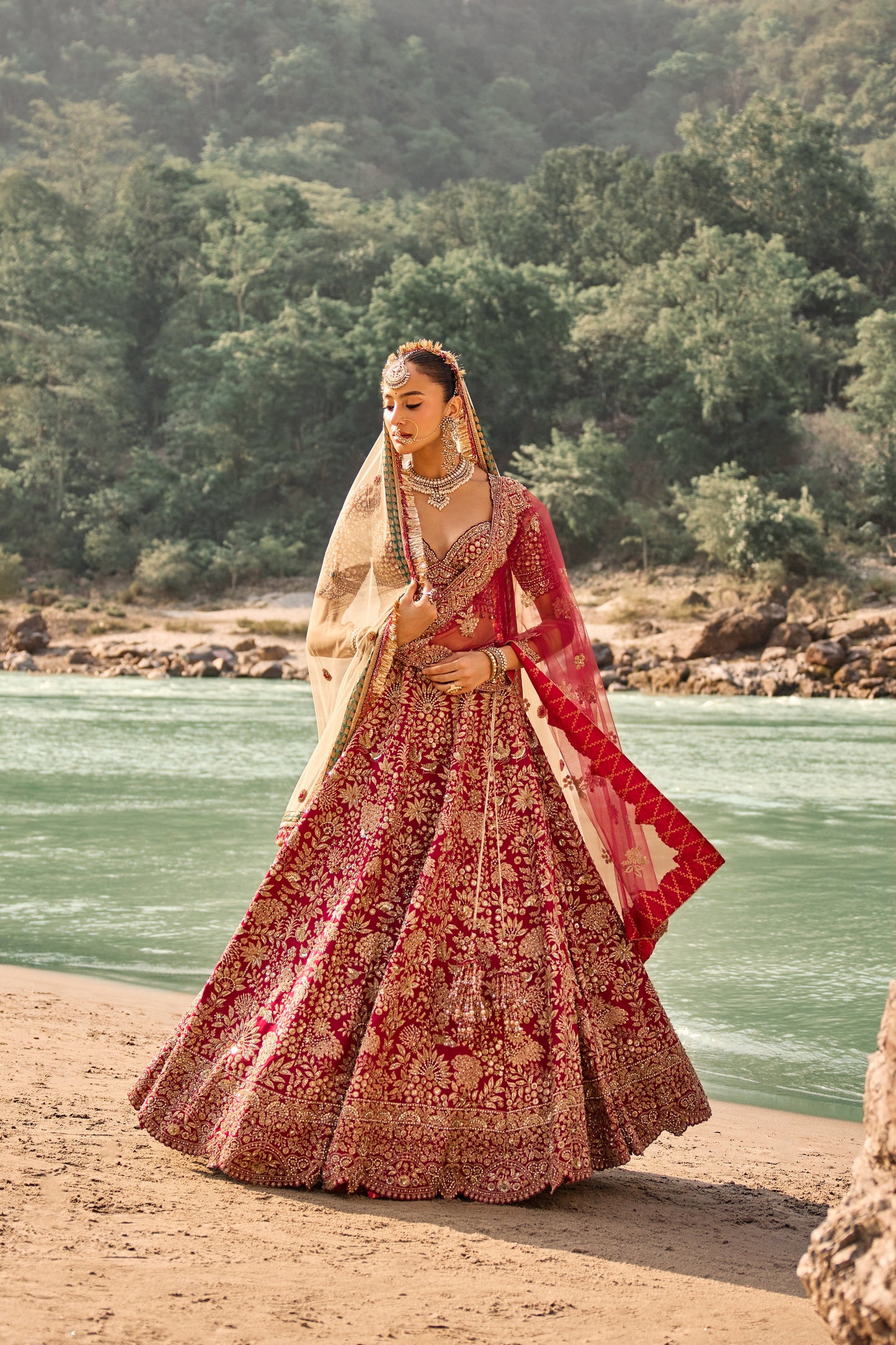 Vermillion Forest Lehenga