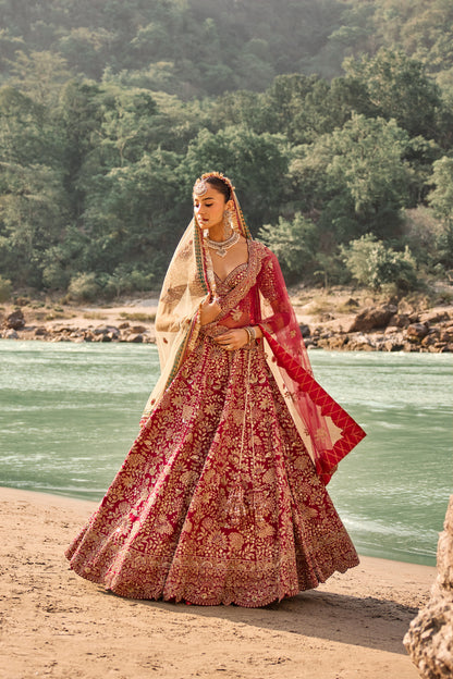 Vermillion Forest Lehenga