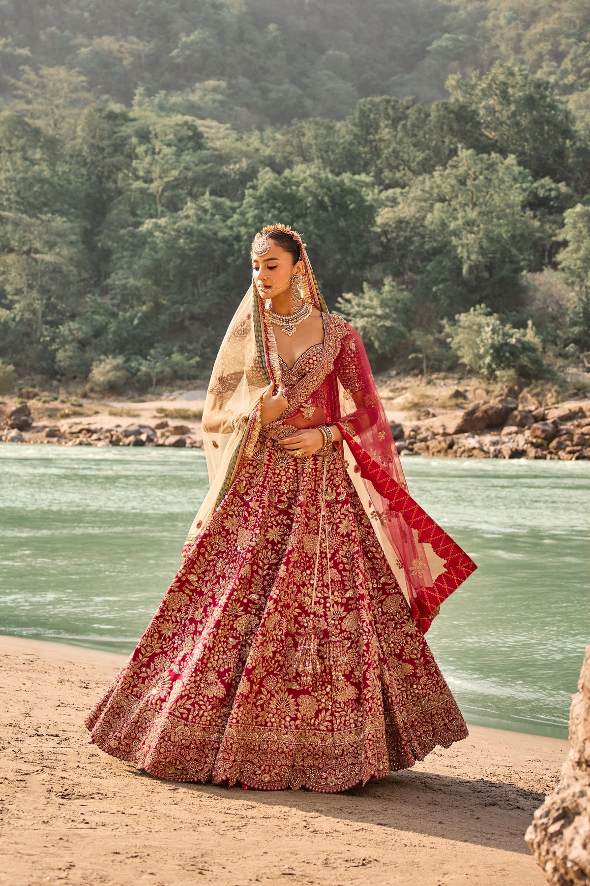 Vermillion Forest Lehenga