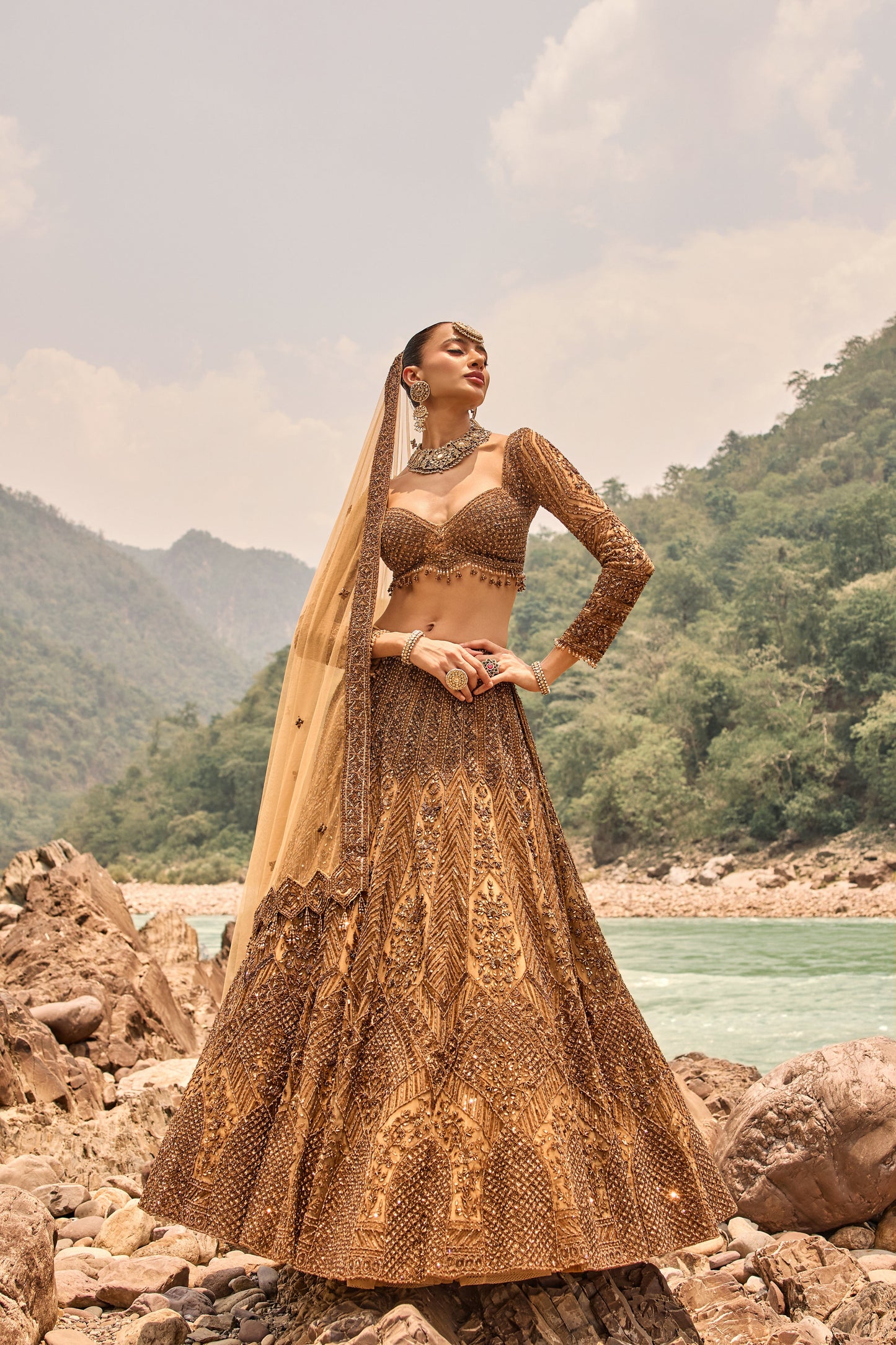 Copper Jewelled Lehenga