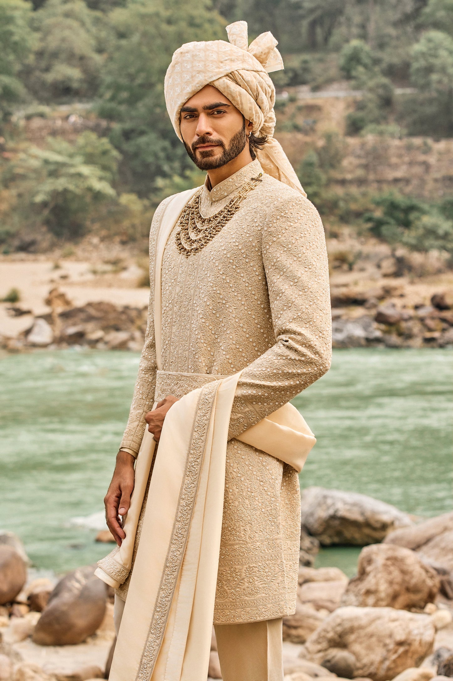 Heritage Beige Sherwani Set