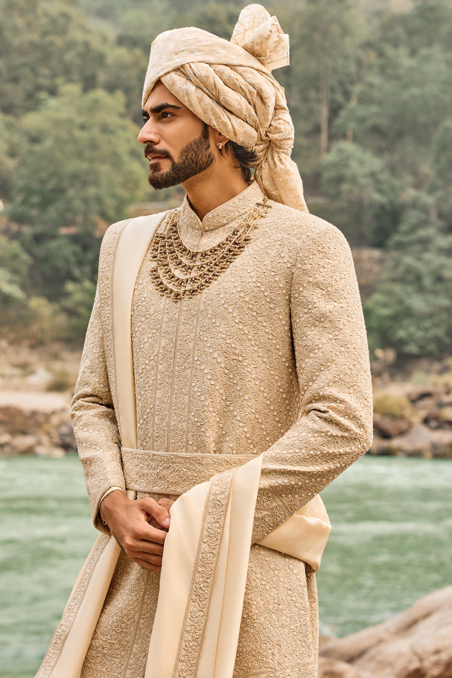 Heritage Beige Sherwani Set