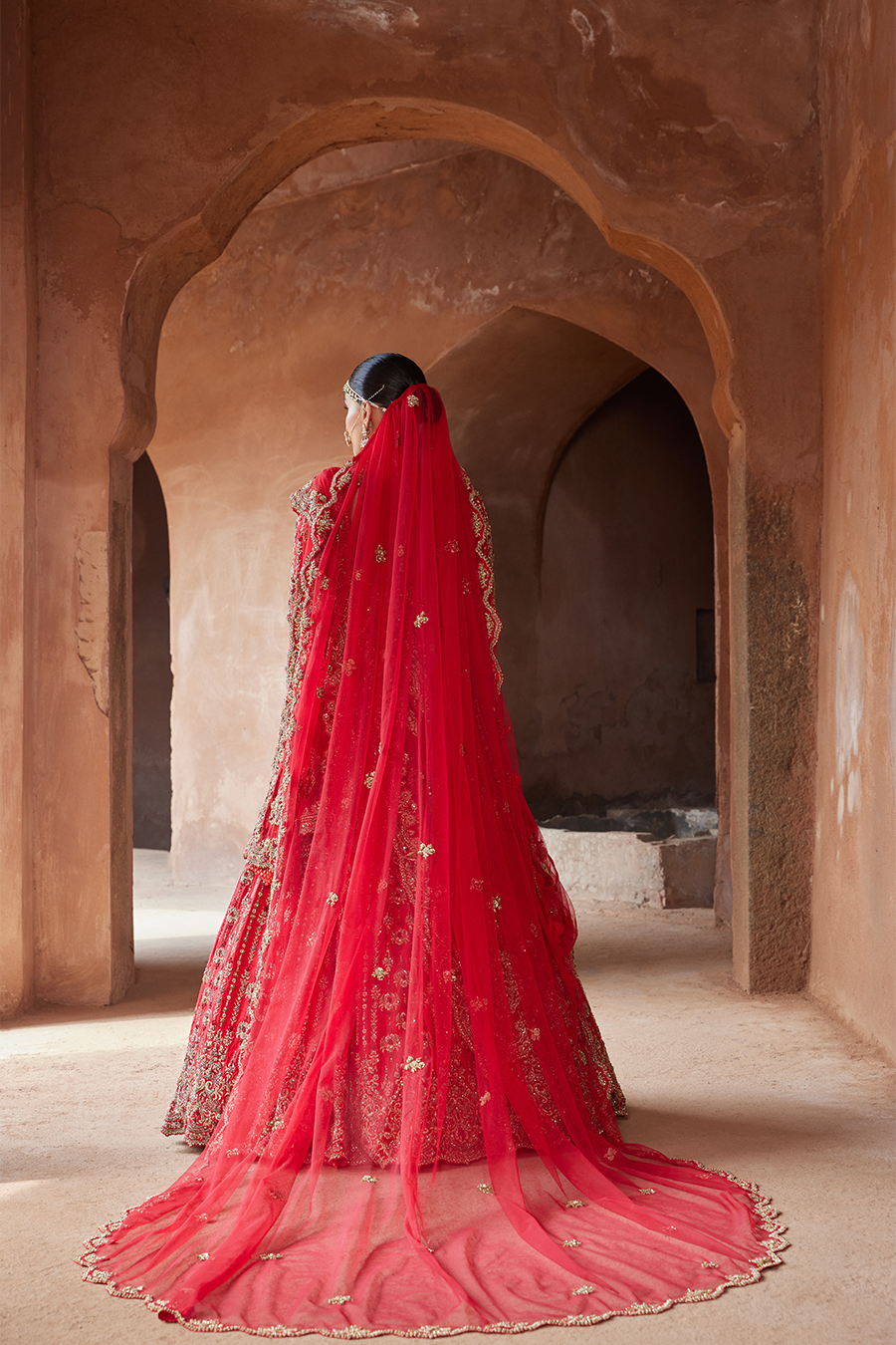VERMILLON RED  RAW SILK LEHENGA CHOLI SET