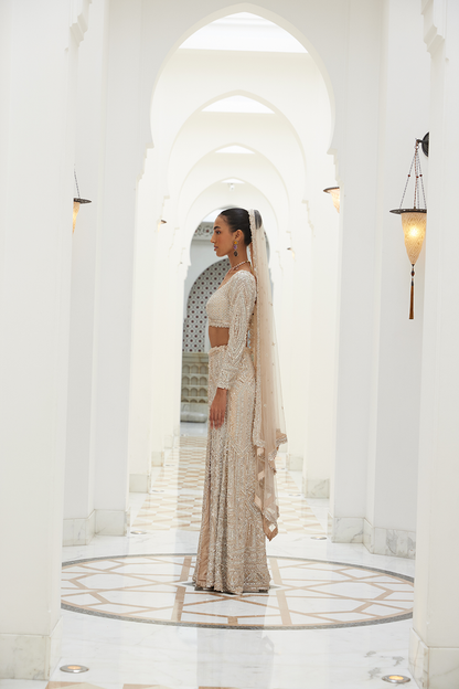 BLUSH  NET SKIRT BLOUSE WITH DUPATTA