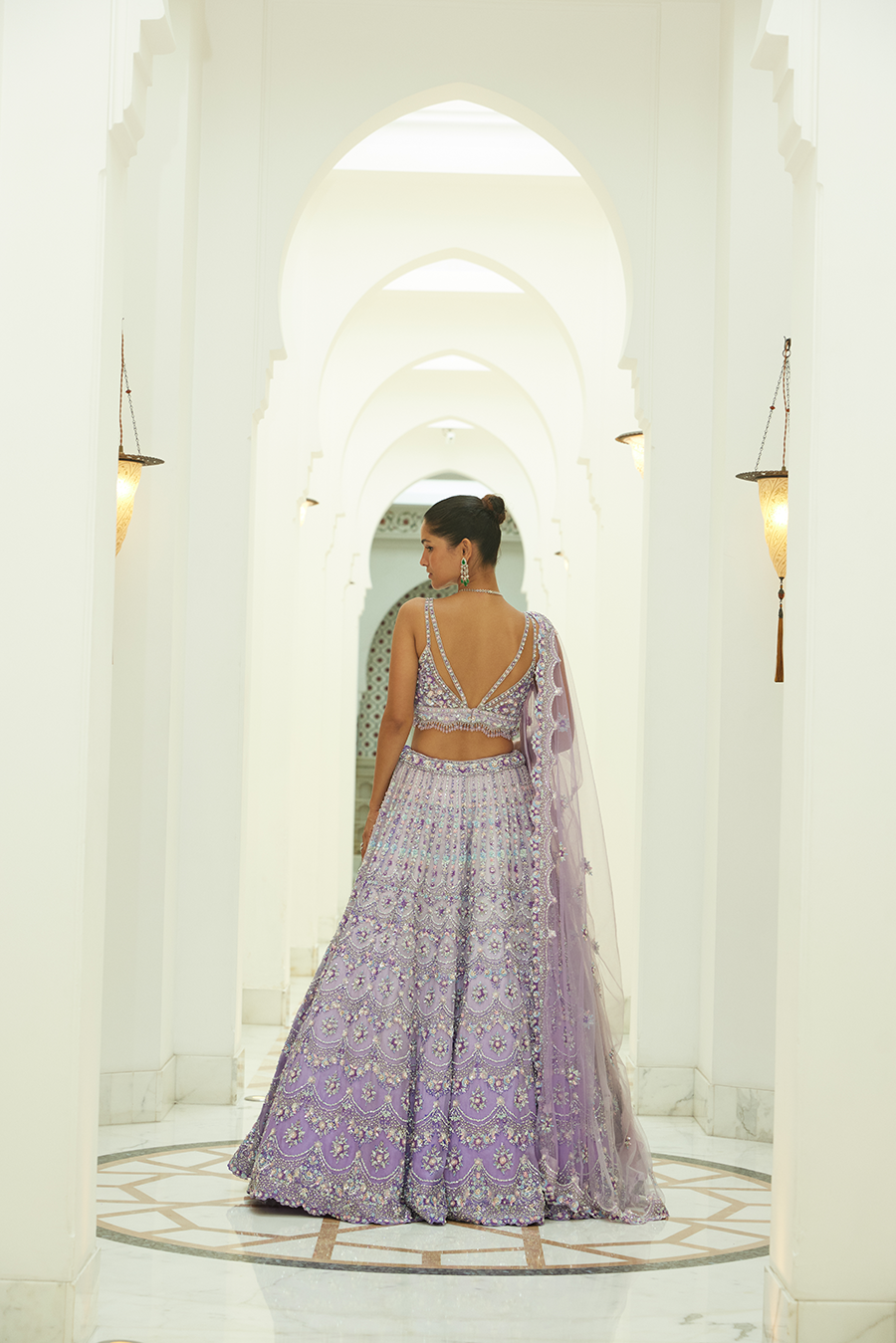 LILAC OMBRE ORGANZA LEHENGA CHOLI SET