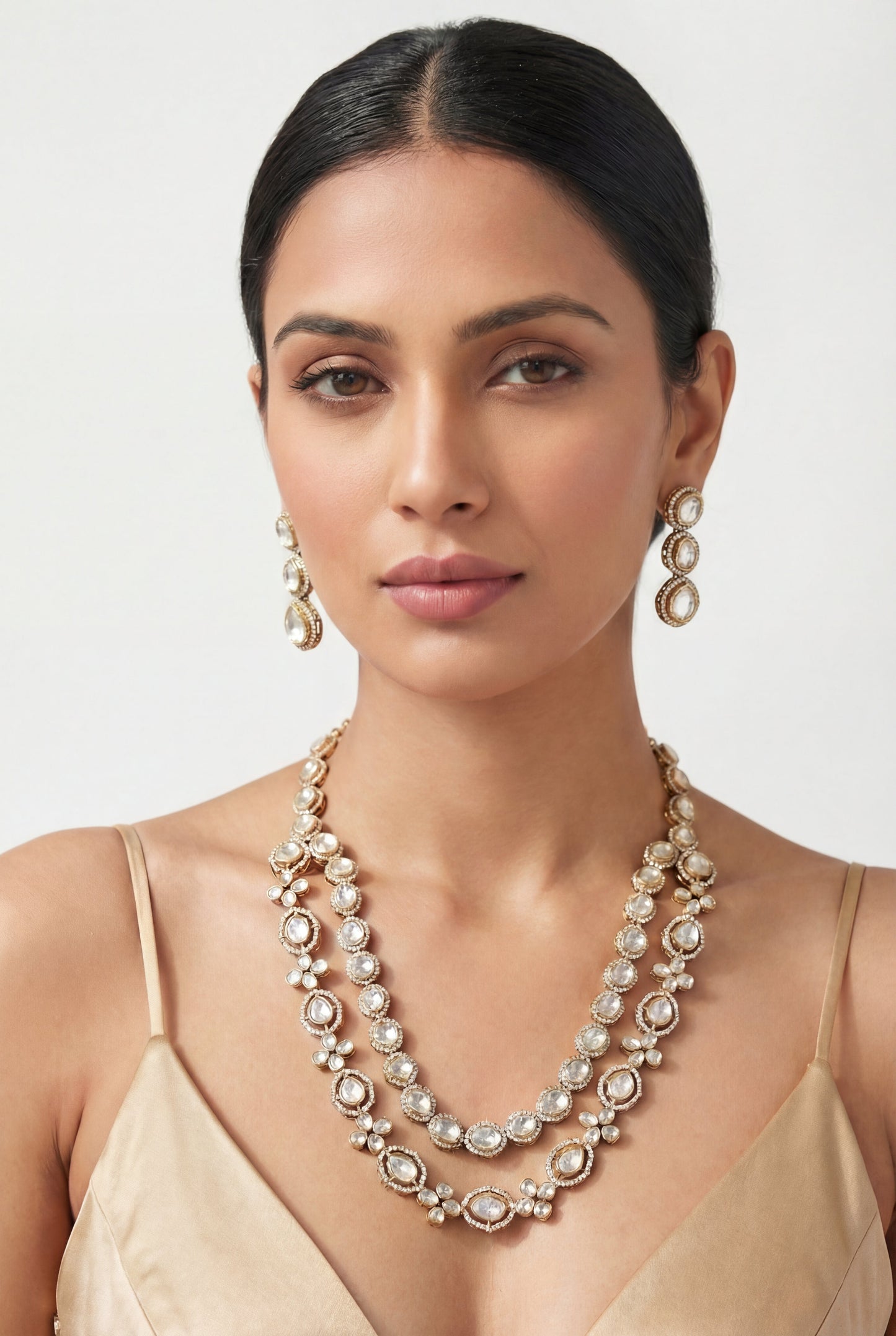Anjali Two Tone Finish Polki Long Set