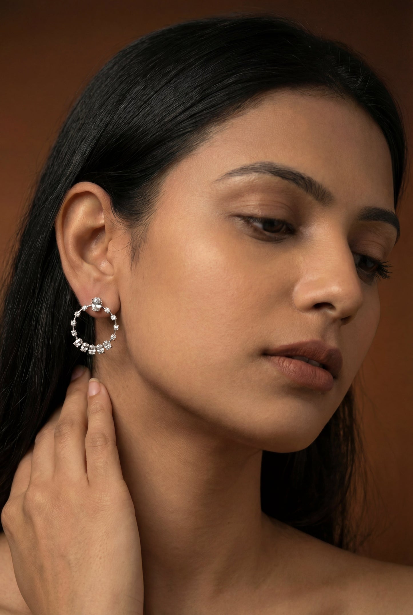 Shaarini White Finish Diamond Earrings