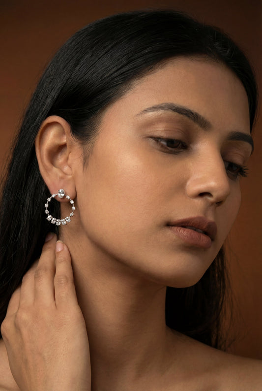 Shaarini White Finish Diamond Earrings