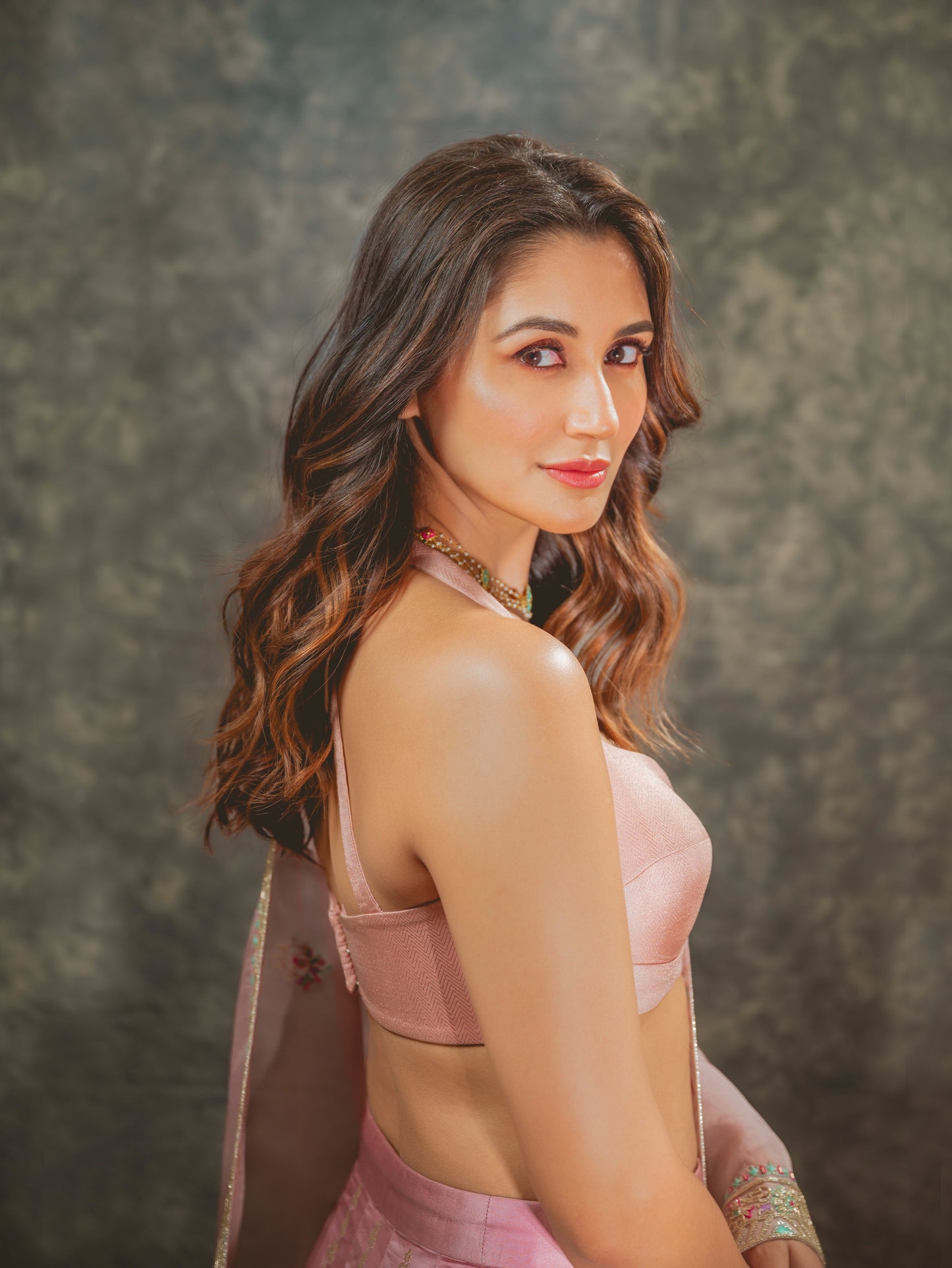 Handwoven Blush Pink Silk Lehenga