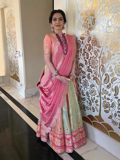 Handwoven Multi Colored Silk Lehenga