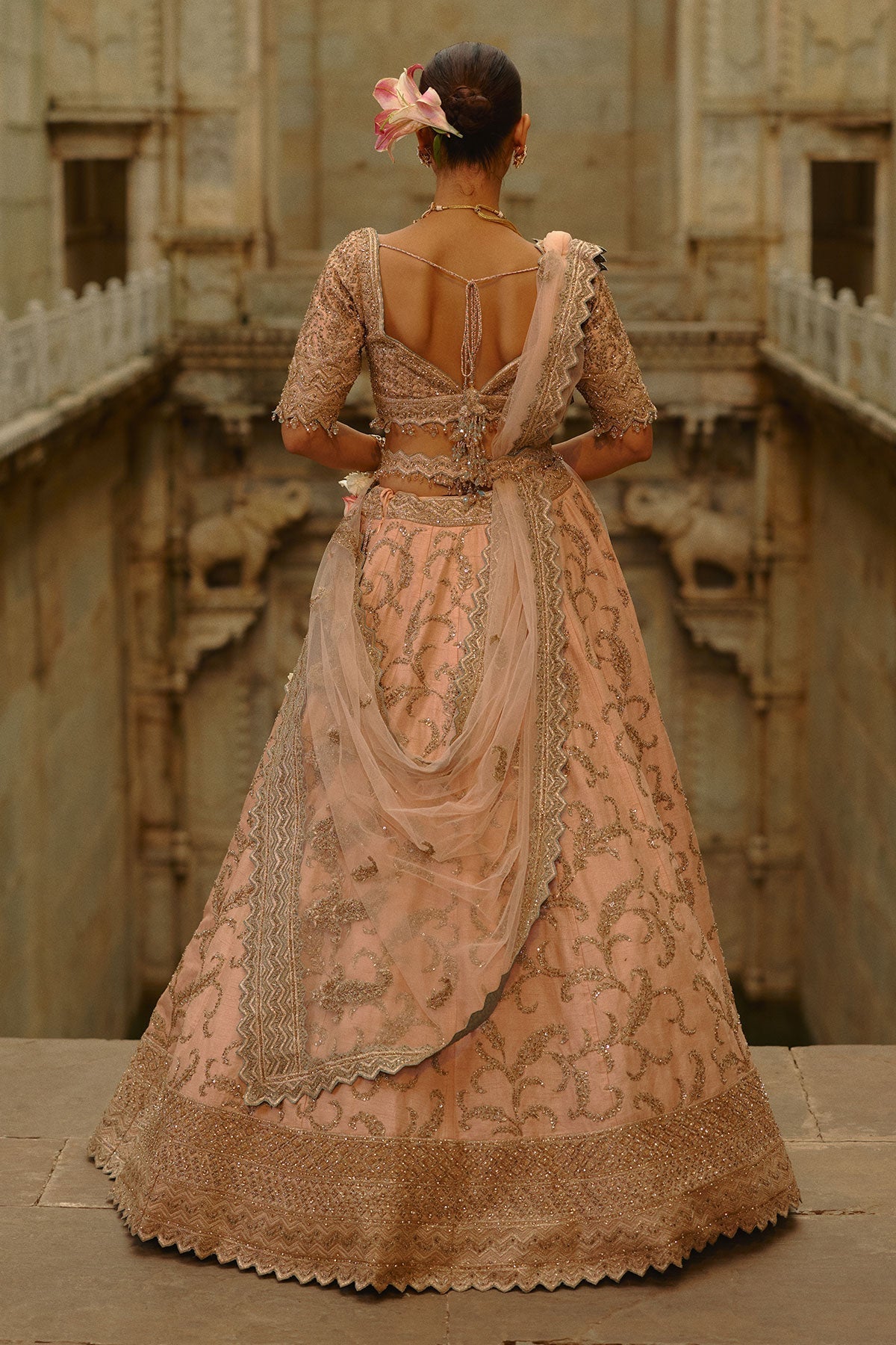 Amna Sharif In Peach Raw Silk Lehenga Set