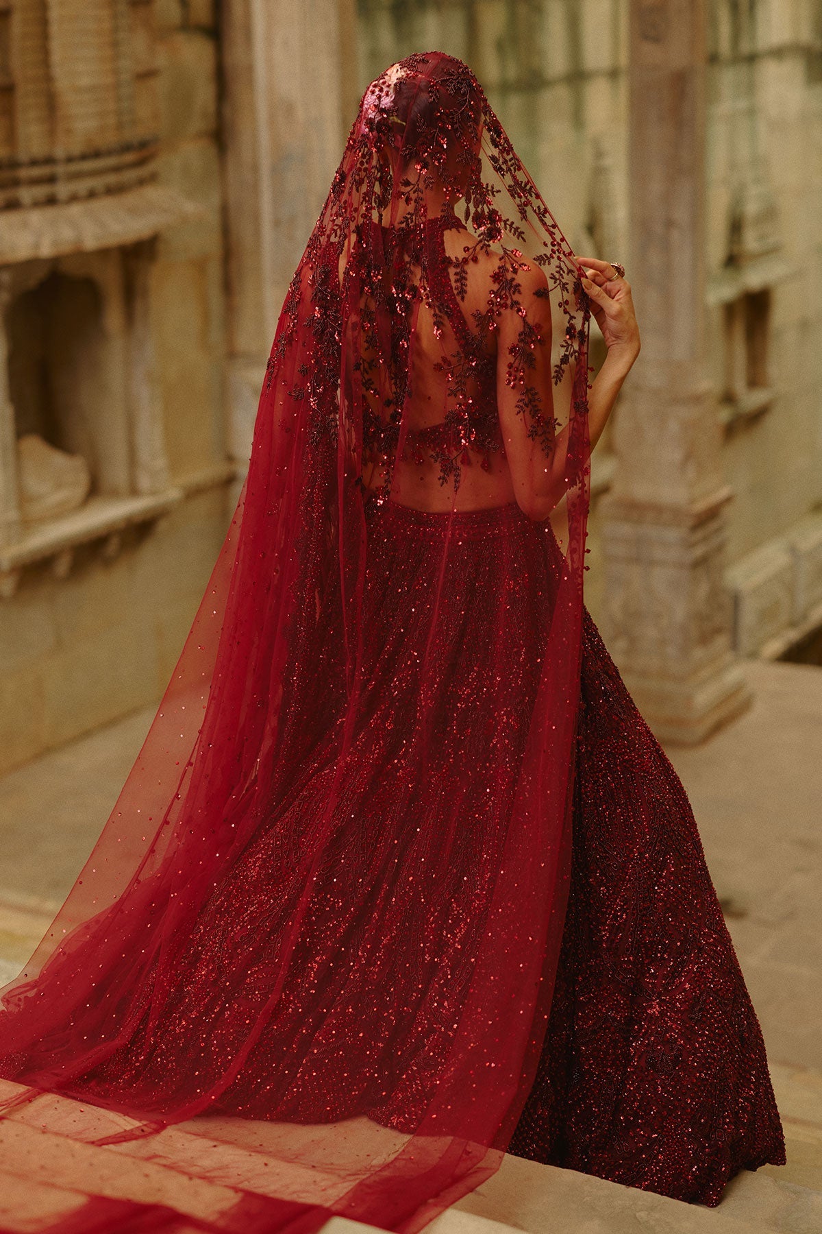 Burgundy Lehenga Choli Dupatta Set