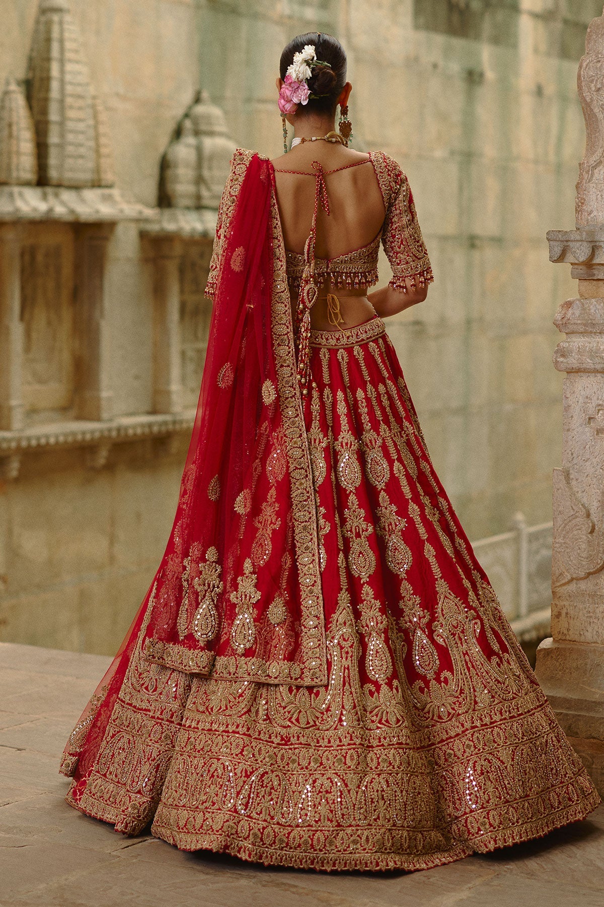 Red Lehenga With Dori Work
