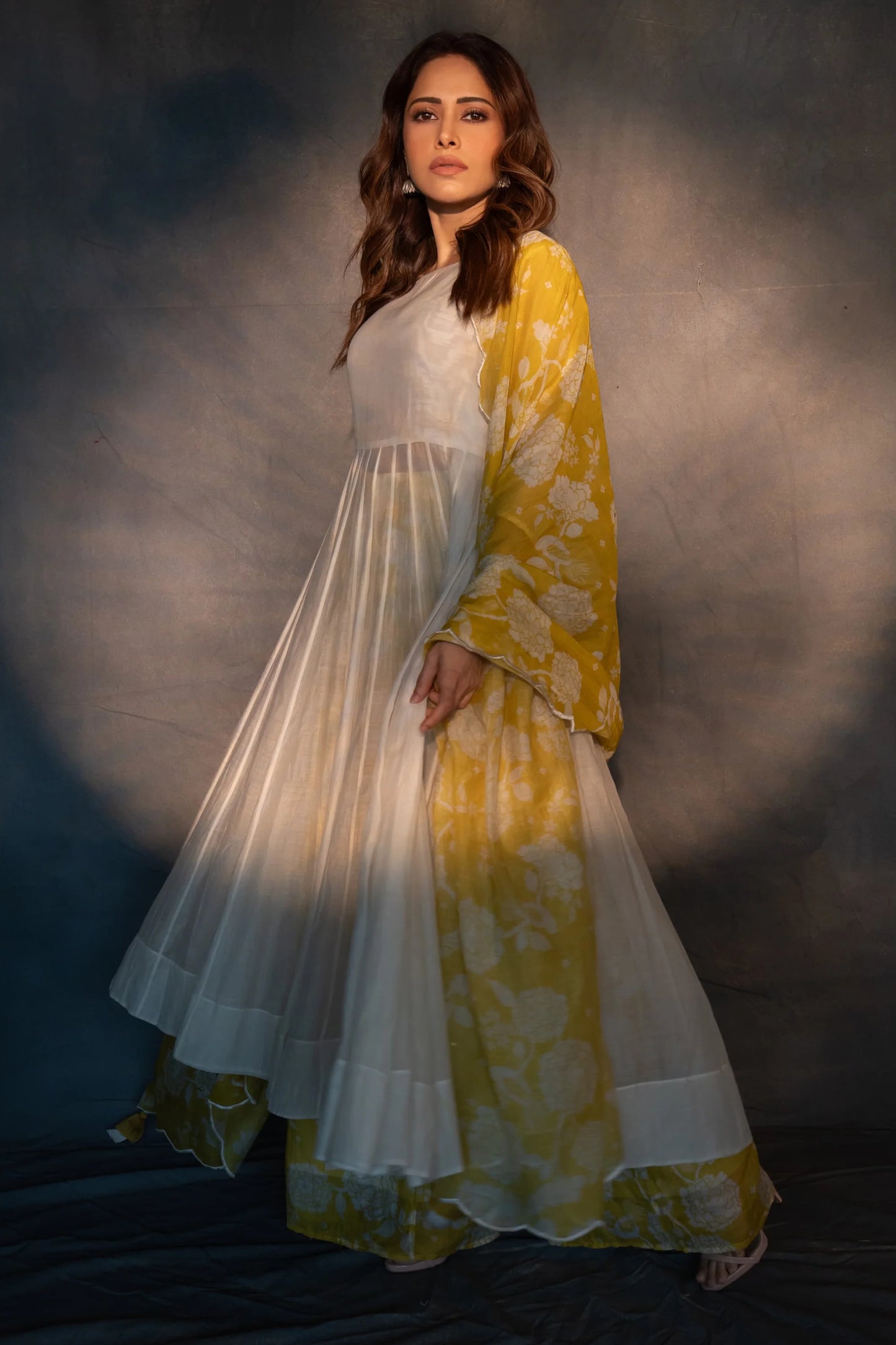 NUSHRATT BHARUCCHA IN THE LIVA ANARKALI SET – OFF WHITE