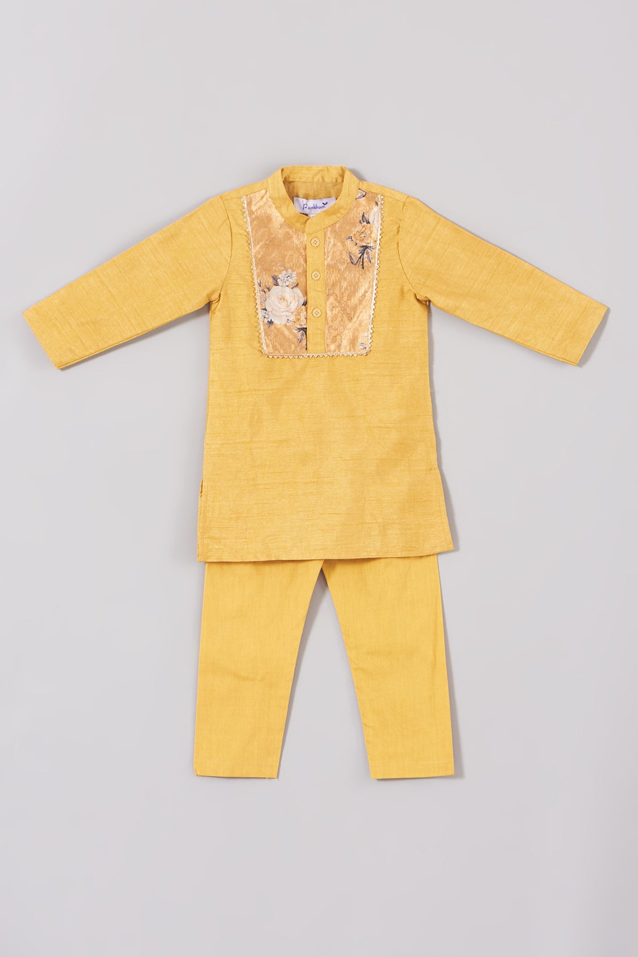 Yellow Silk Kurta Set For Boys by Pankhuri by Priyanka - Kids at Pernia's Pop Up Shop
