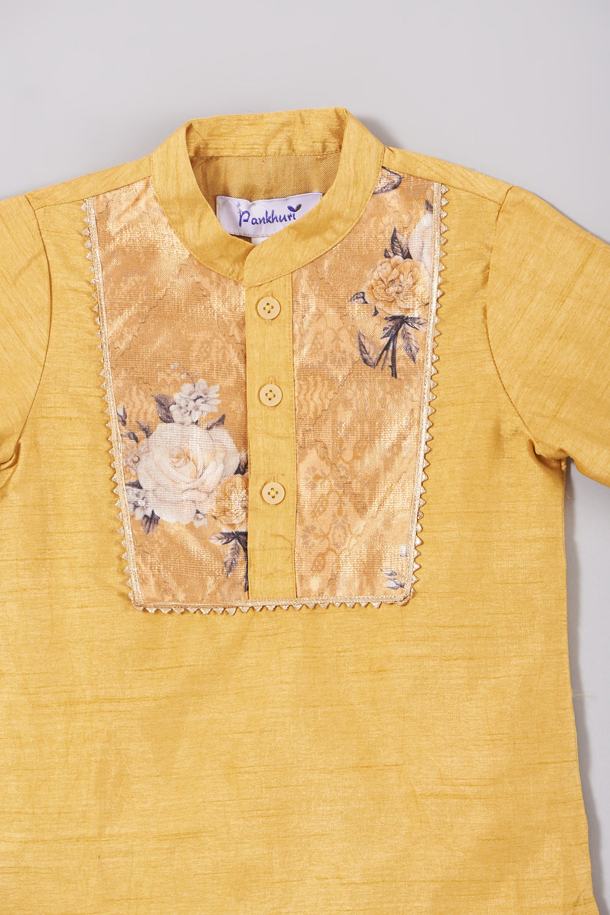 Yellow Silk Kurta Set For Boys by Pankhuri by Priyanka - Kids at Pernia's Pop Up Shop