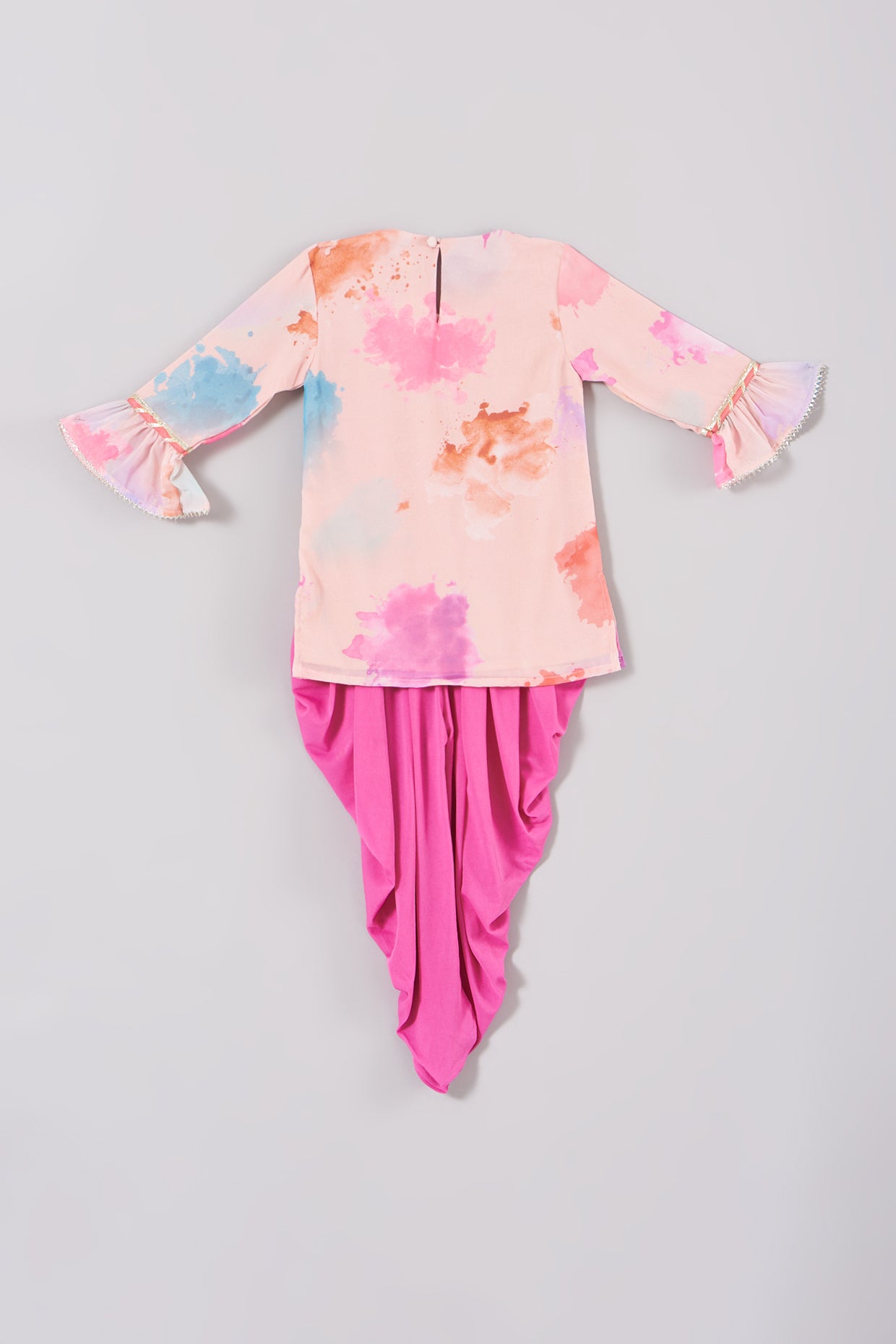 Rani Pink Georgette Dhoti Set For Girls by Pankhuri by Priyanka - Kids at Pernia's Pop Up Shop
