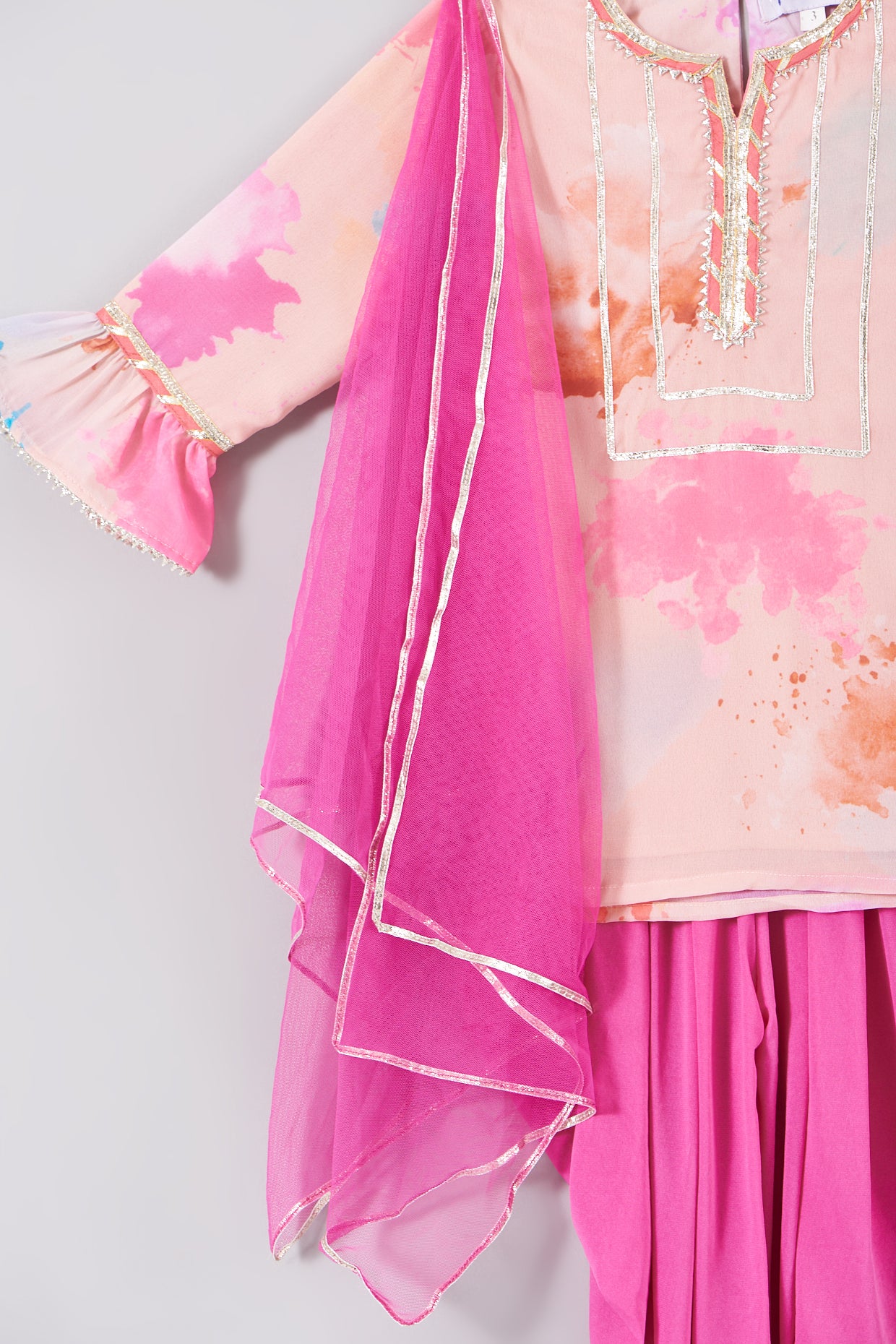 Rani Pink Georgette Dhoti Set For Girls by Pankhuri by Priyanka - Kids at Pernia's Pop Up Shop