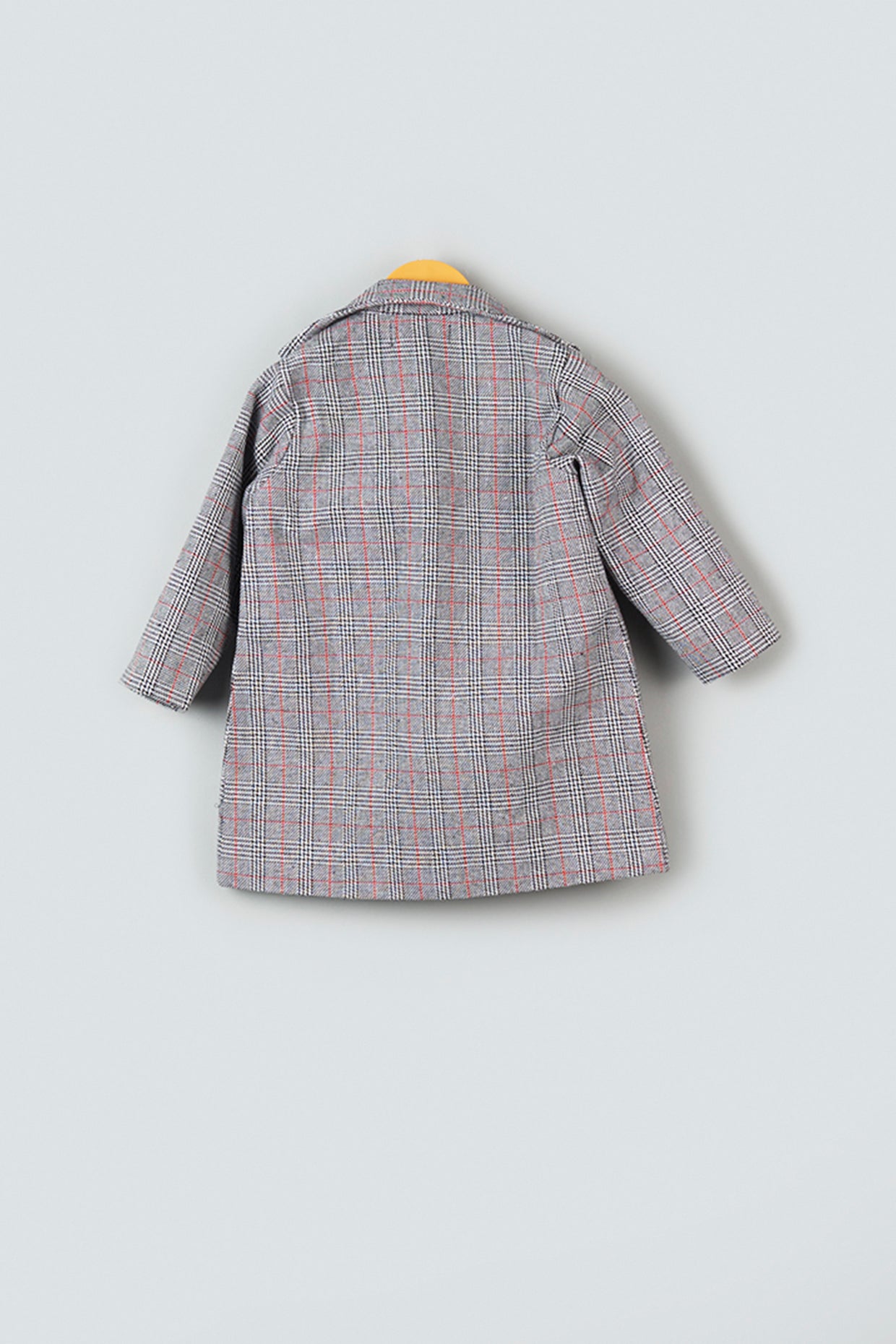 Grey & Black Checkered Blazer For Girls by Pankhuri by Priyanka - Kids at Pernia's Pop Up Shop