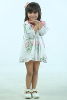 Off-White Cambric Cotton FLoral Dress For Girls by Pankhuri by Priyanka - Kids at Pernia's Pop Up Shop