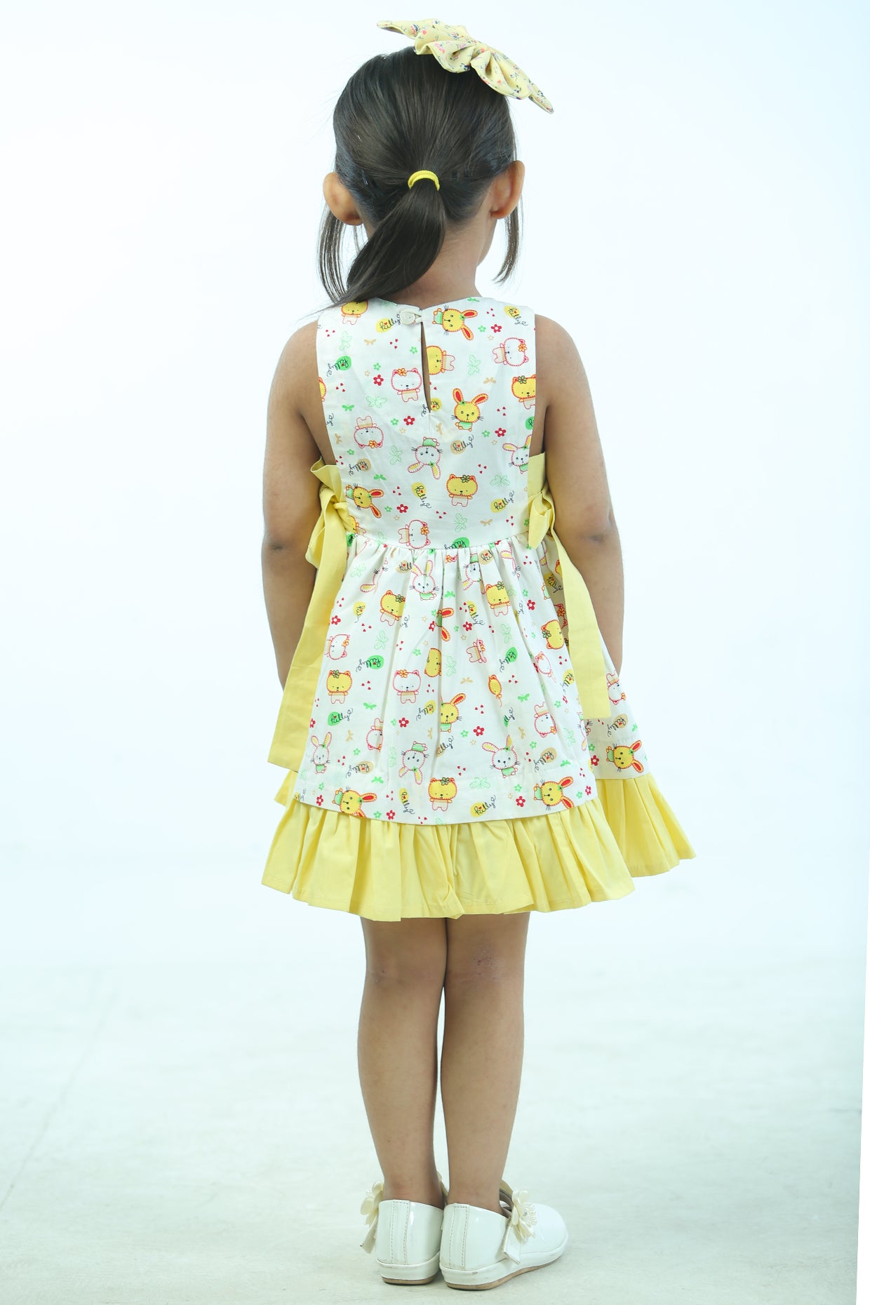 Yellow & White Poplin Cotton Printed Dress For Girls by Pankhuri by Priyanka - Kids at Pernia's Pop Up Shop