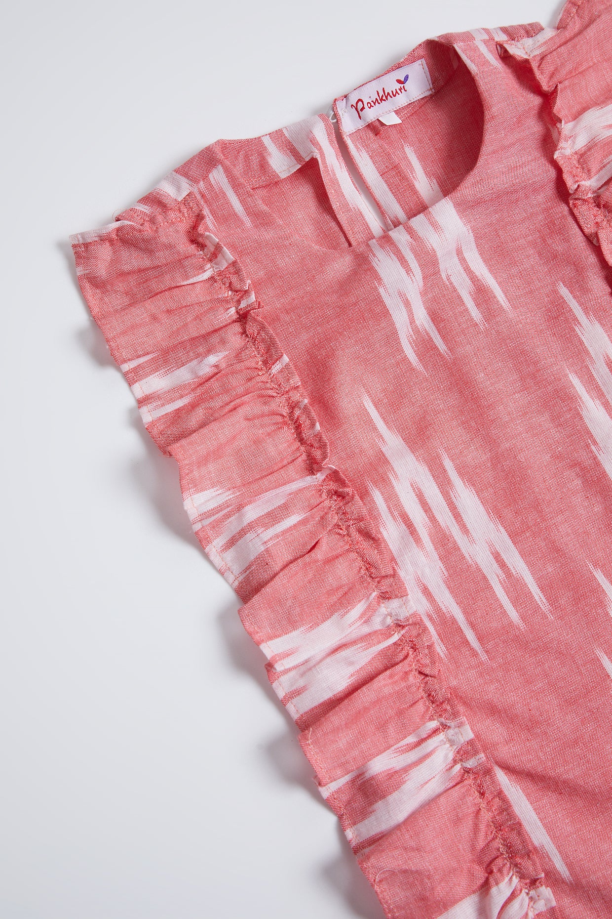 Red Ikat Cotton Frock For Girls by Pankhuri by Priyanka - Kids at Pernia's Pop Up Shop