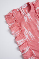 Red Ikat Cotton Frock For Girls by Pankhuri by Priyanka - Kids at Pernia's Pop Up Shop