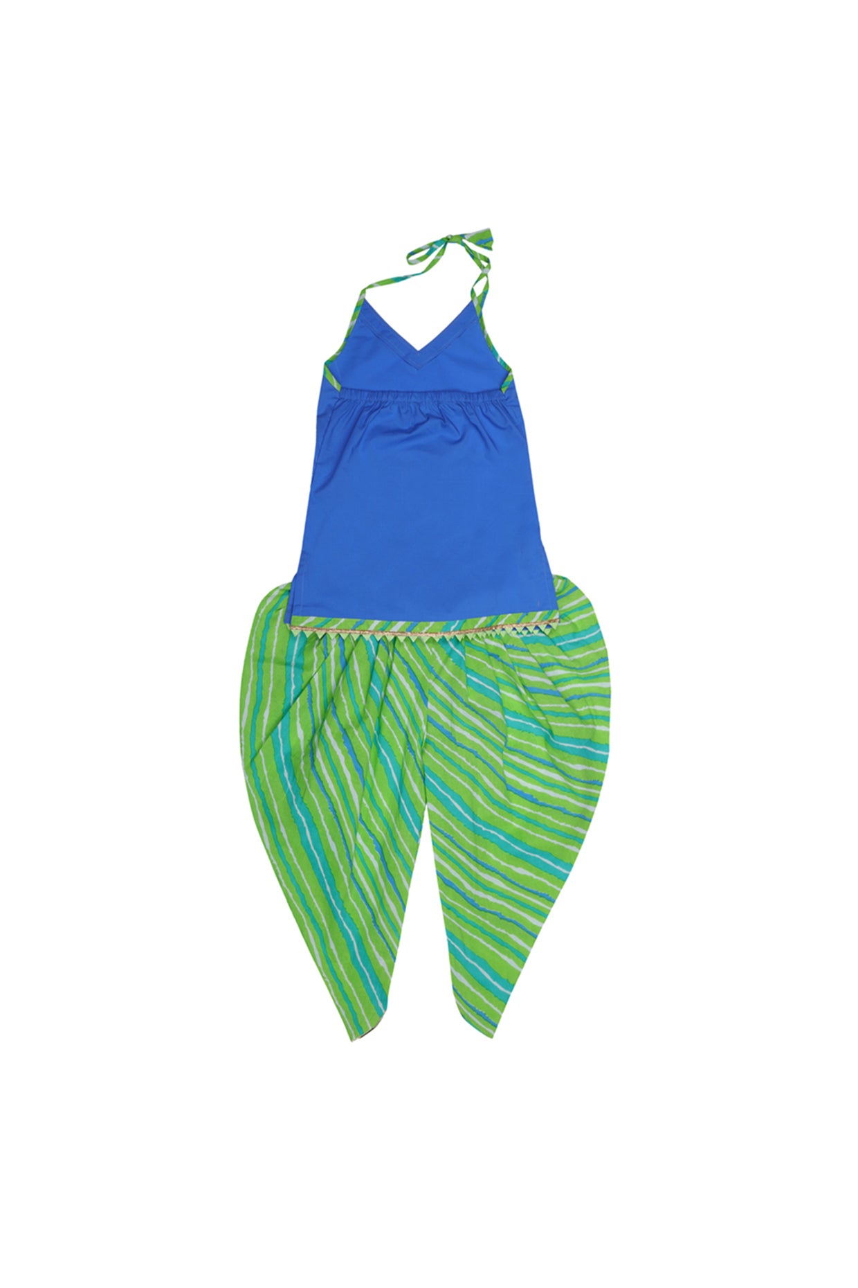 Turquoise Cotton Dhoti Set For Girls by Pankhuri by Priyanka - Kids at Pernia's Pop Up Shop