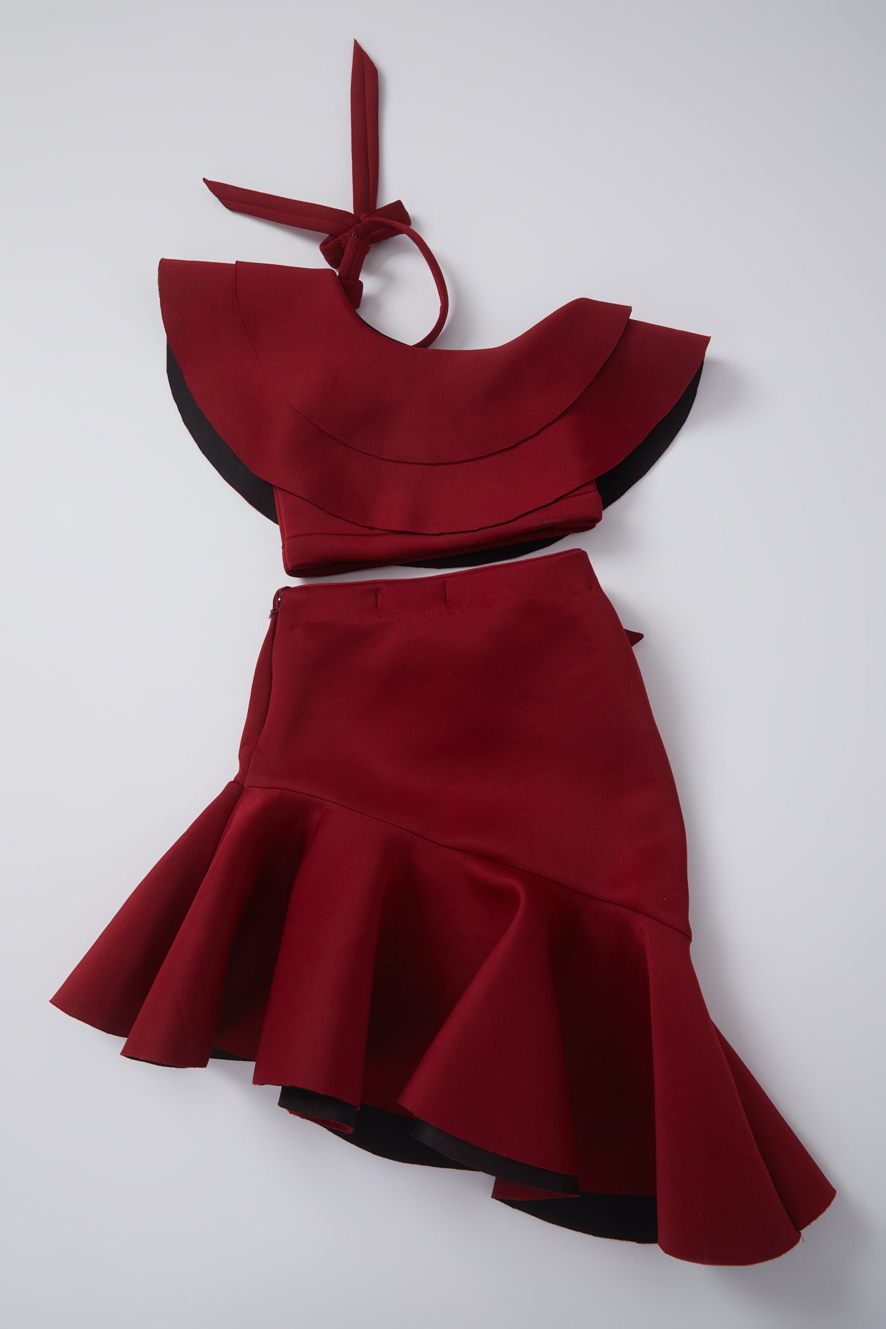 Maroon Frilled Skirt Set For Girls by Pankhuri by Priyanka - Kids at Pernia's Pop Up Shop