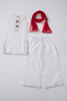 Pure White Chanderi Kurta Set For Girls by Pankhuri by Priyanka - Kids at Pernia's Pop Up Shop