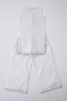 Pure White Chanderi Kurta Set For Girls by Pankhuri by Priyanka - Kids at Pernia's Pop Up Shop