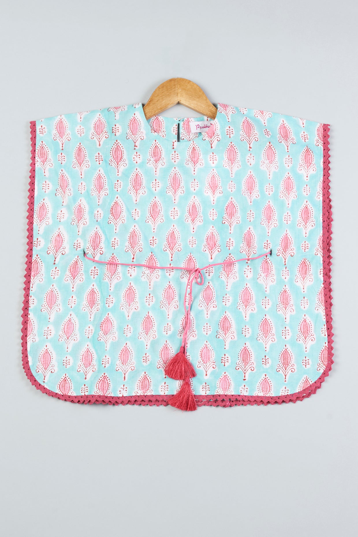 Sea Green Printed Kaftan Dress For Girls by Pankhuri by Priyanka - Kids at Pernia's Pop Up Shop