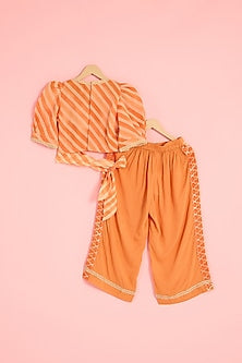 Orange Georgette Printed & Embroidered Co-Ord Set For Girls by Pankhuri by Priyanka - Kids at Pernia's Pop Up Shop