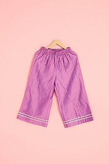 Mauve Chanderi Zari Embroidered Co-Ord Set For Girls by Pankhuri by Priyanka - Kids at Pernia's Pop Up Shop
