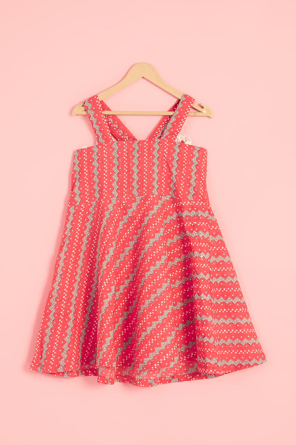 Red Cotton Printed Dress For Girls by Pankhuri by Priyanka - Kids at Pernia's Pop Up Shop